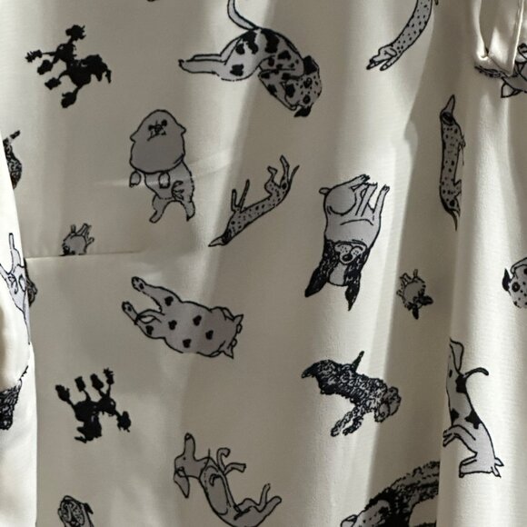 Jessy B size L cream with puppy print Peter Pan collar 3/4 sleeve blouse - Picture 2 of 7